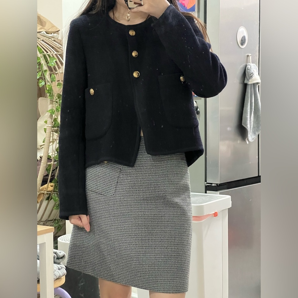 Used Size M Zara Dark Navy Blue Metal Button Jacket